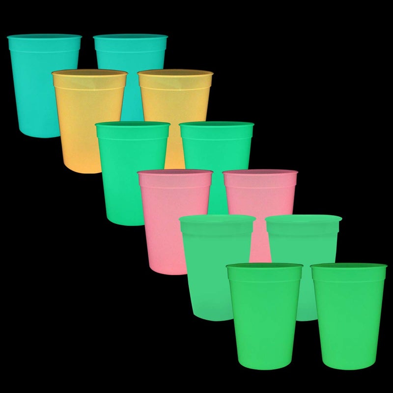 AAkron Nite Glow 12 oz. Stadium Cups - Glows in the Dark  Durable  Perfect for Outdoor  Sports Event  Catering  Picnics  Family Reunions - Set of 12 - Image 2